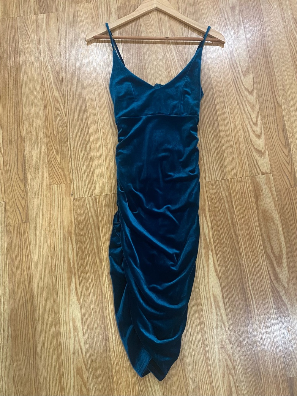 Naked Wardrobe emerald green velvet Midi dress nwt size SMALL